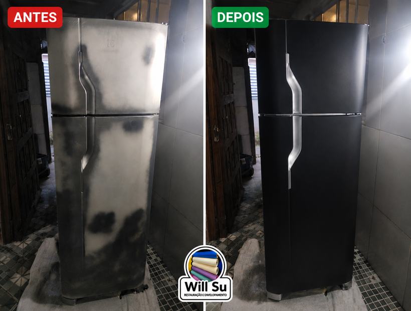 Geladeira branco para preto