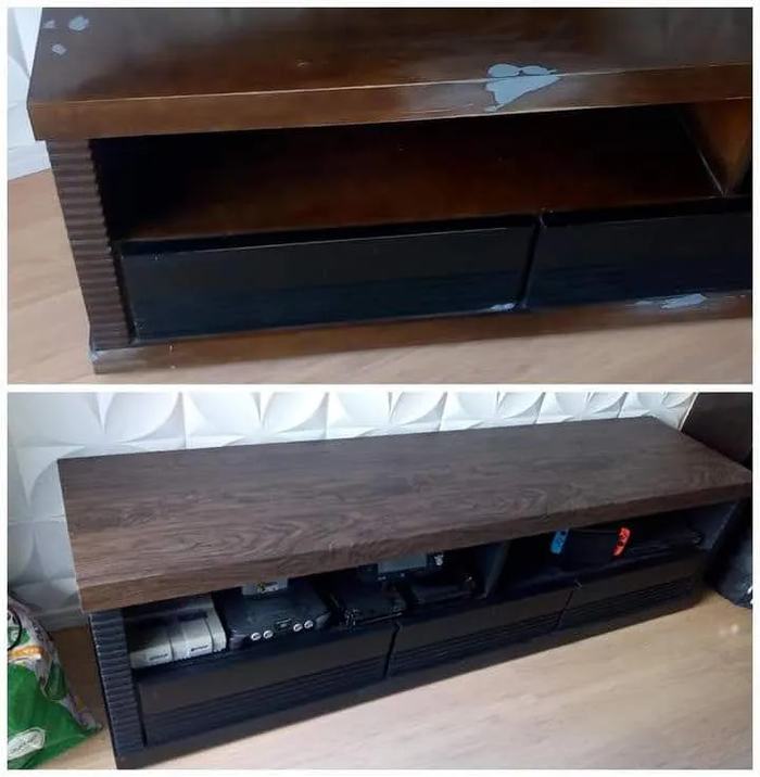 Rack de TV antes e depois